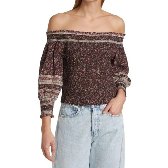 NWT VERONICA BEARD Rosalinda Smocked Off The Shoulder Top - Picture 8 of 9